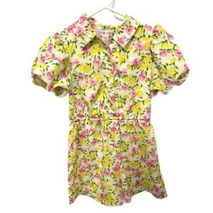Japna Girls Floral Romper with Pink and Yellow